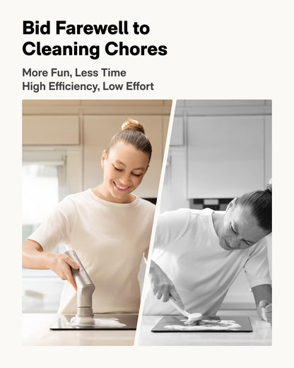 HOTO Handheld Short-Handle Electric Spin Scrubber, IPX7 Waterproof Cordless Scrubber Brush, Bathroom Cleaning Brush, Max 22 in-lb, with 9 Brush Heads for Bathroom, Shower, Kitchen, Sink, Tile