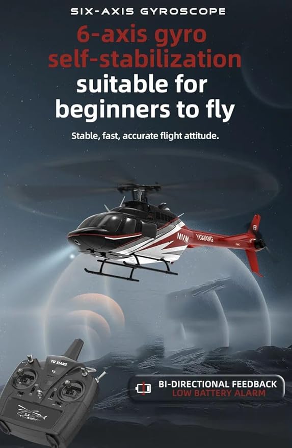 Hanll YUXIANG F08 Bell 206 RC Helicopter for Adults 1/27 2.4G 6CH Brushless Direct-Drive 6G Flybarless RC Helicopter with 6-Axis Gyro Optical Flow Positioning RTF/ 1 Battery