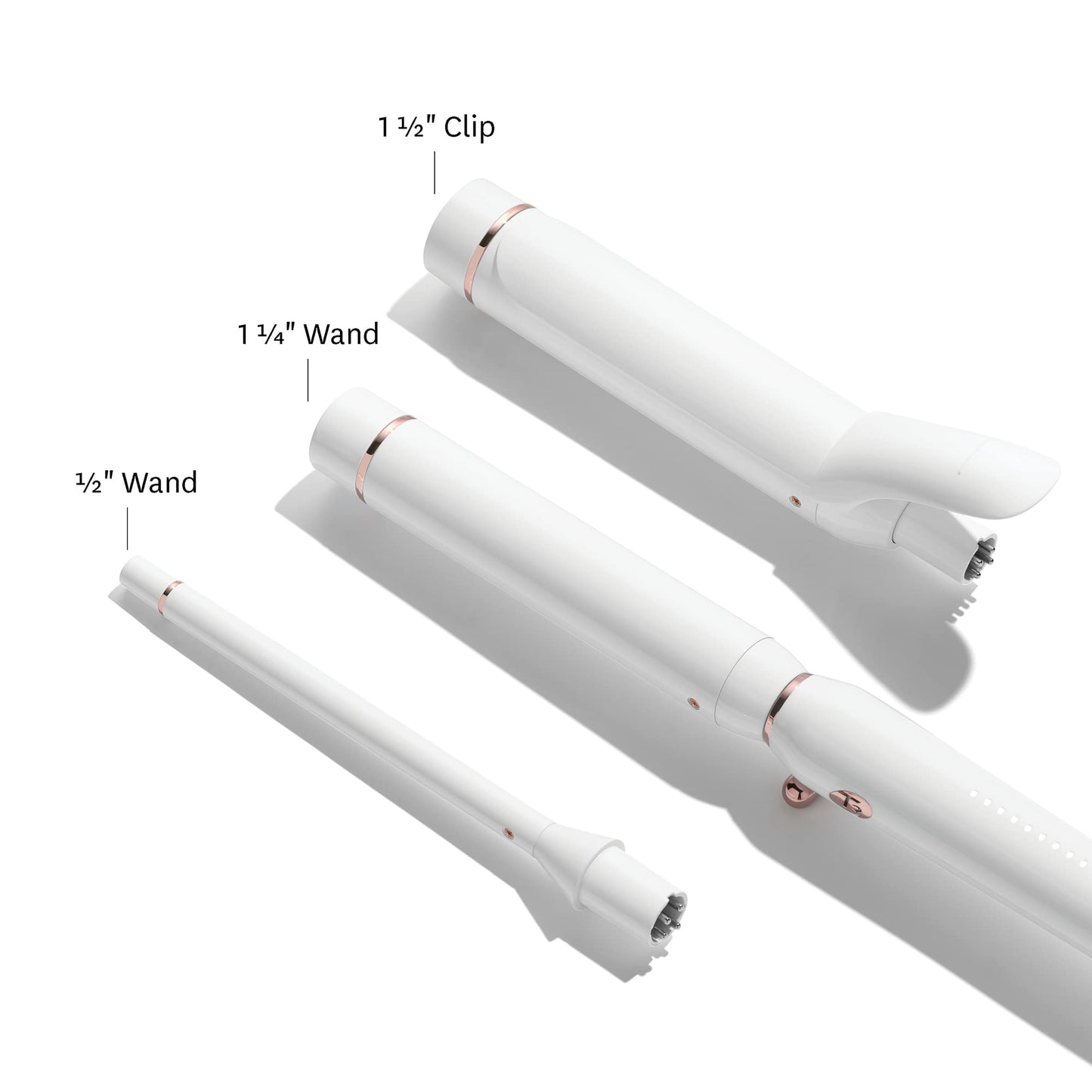 T3 Switch Kit Professional Ionic Interchangeable Curling Iron with 3 Ceramic Clip & Wand Long Barrels for Curling and Waving, 9 Adjustable Heat Settings & Ion Generator, White/Rose Gold