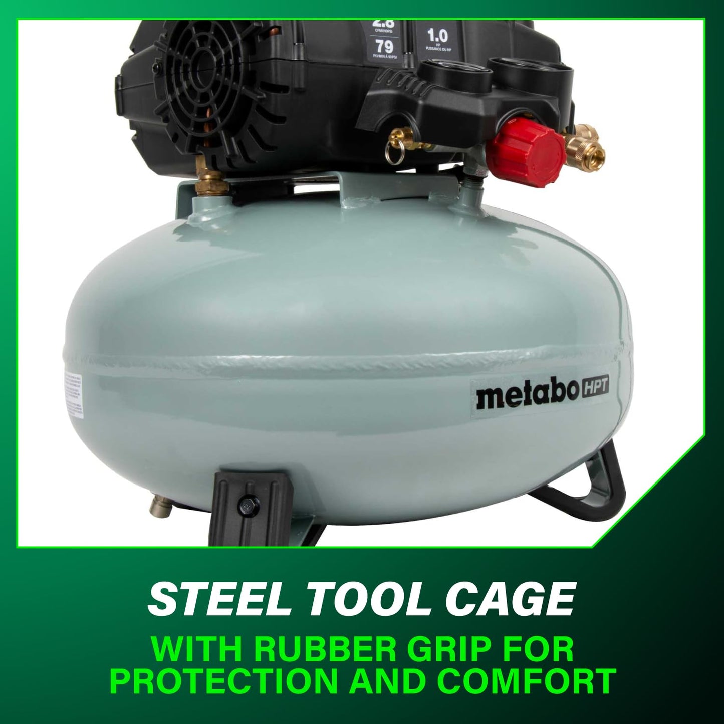 Metabo HPT Pancake Air Compressor, 6-Gallon 165PSI, Portable Air Compressor with 1.0 HP Oil-Free High Efficiency Motor, Lihghtweight, Quick Couplers for Fast Tool Changes, EC711S