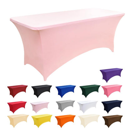 ZarzaaSik 6-Pack 8ft Spandex Table Covers for Rectangle Folding Tables - Washable Elastic Tablecloth - Ultimate Fitted Table Protector for Birthday Parties, Trade Shows, Banquet