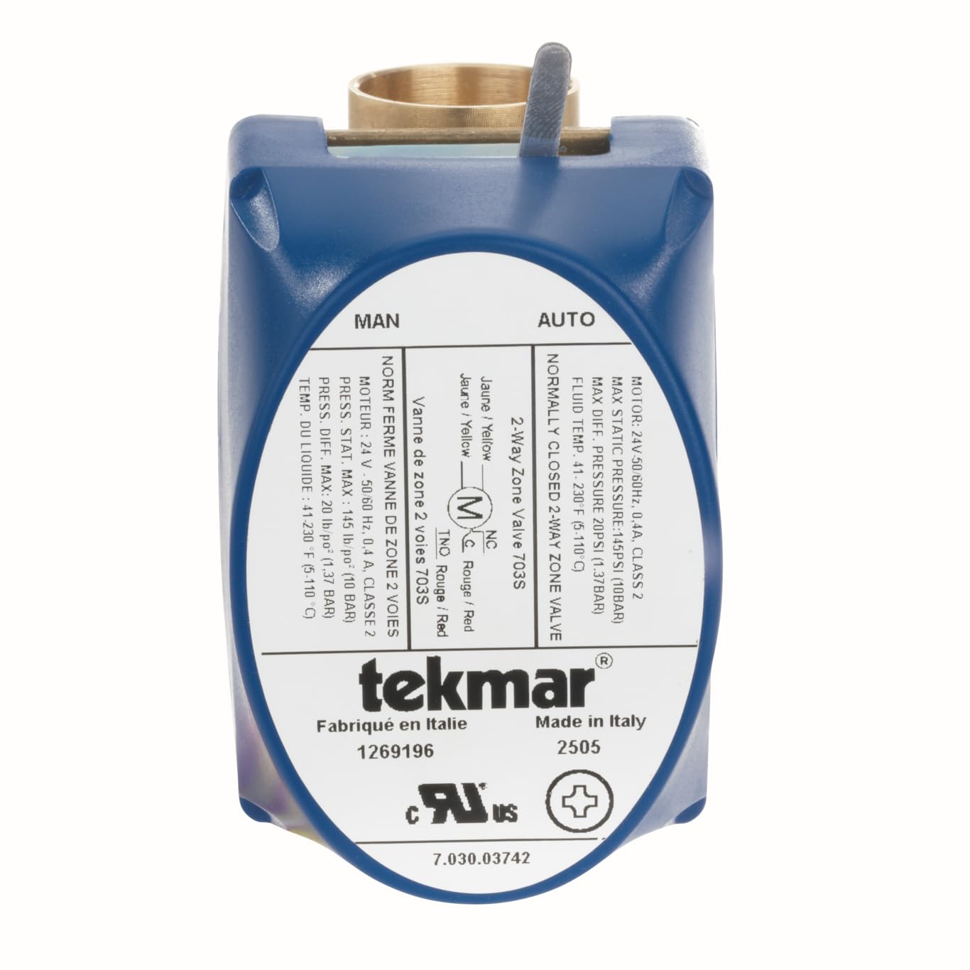 tekmar 703S 2-Way Zone Valve | Normally Closed, Electro-Mechanical Actuation with End Switch, 1" Sweat Connection, 24V AC Hydronic Heating & Cooling Systems