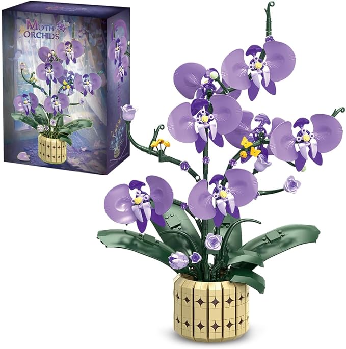 39119 Moth Orchids Building Blocks Flower Set 832 Pieces of Floral and Plant Series Block Sets Adult Creative Enthusiast Model Gifts and Unique Collectibles Can be Used for Room Decoration