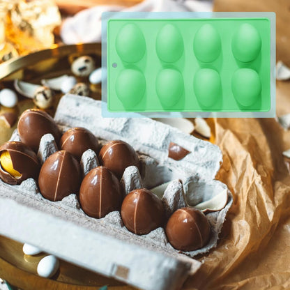 3 Pack 3D Easter Egg Silicone Molds, 8 Cavity Egg Shape Non-stick Baking Molds Tray DIY Baking Tool for Easter Chocolate Cake Dessert Muffin Mousse Pastry Handmade Soap Crayons