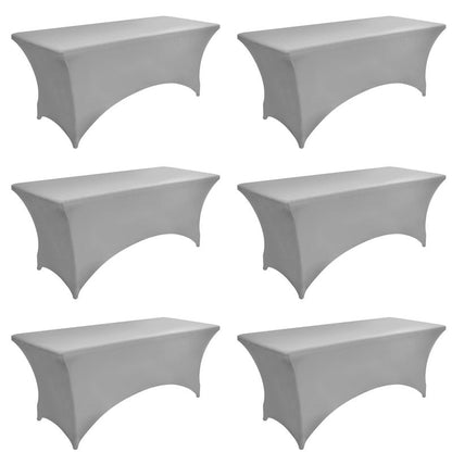 ZarzaaSik 113 6-Pack 6ft Spandex Table Covers for Rectangle Standard Folding Tables - Wrinkle Resistant Stretch Tablecloths - Ultimate Fitted Table Protector for Parties, Banquet, and Wedding