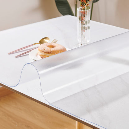 Leffora Frosted Table Cover Protector 40 x 72 Inch, 1.5mm Thick Plastic Desk Protector Mat, Rectangular Waterproof PVC Placemats, Transparent Mat for Kitchen, Dresser, Writing Desk, Dining Room Table