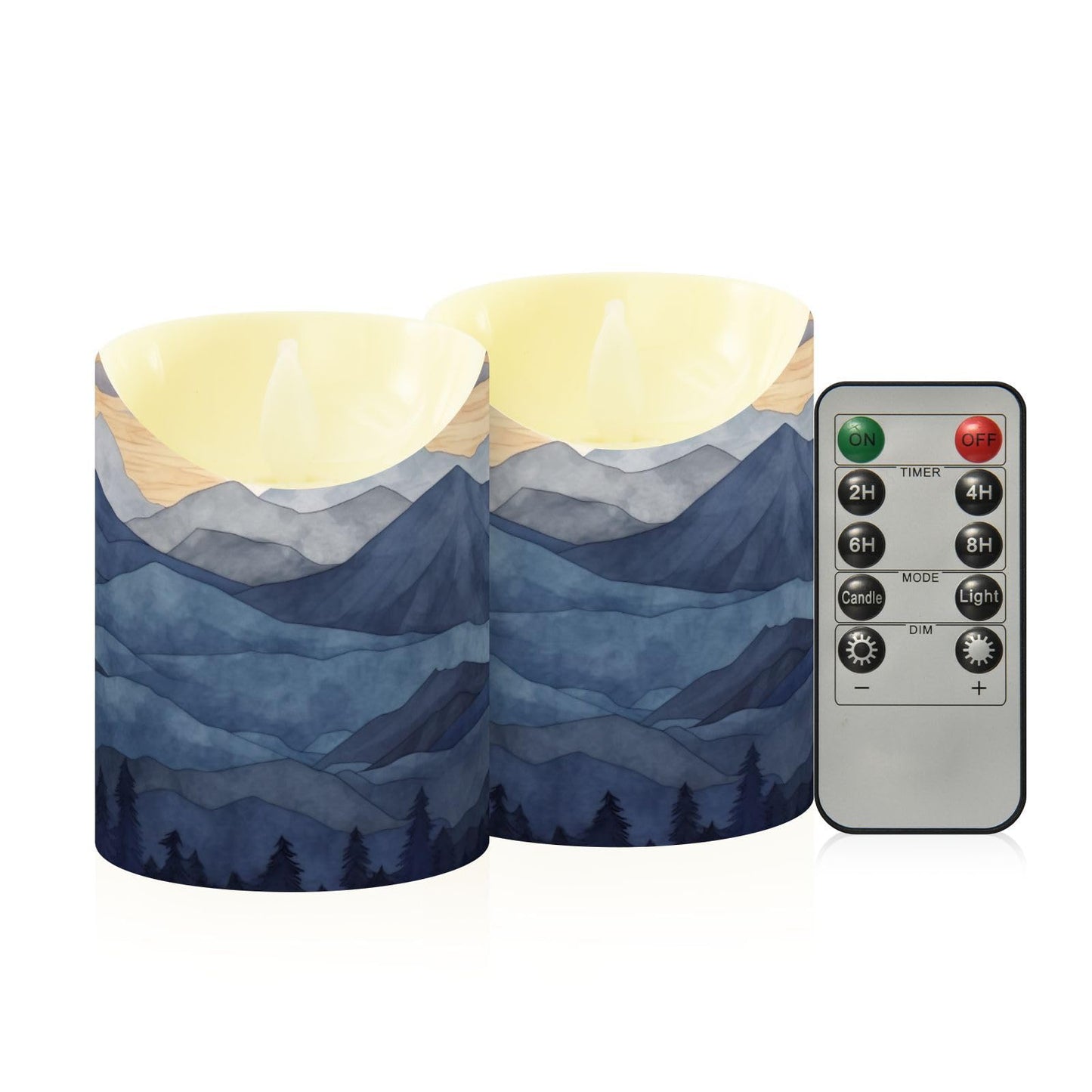 Nesatuwa Blue Marble Flameless Candles with Remote, Set of 2 LED Battery Operated with Timer Fake Plastic Pillar Candles for Wedding Table Party Decor