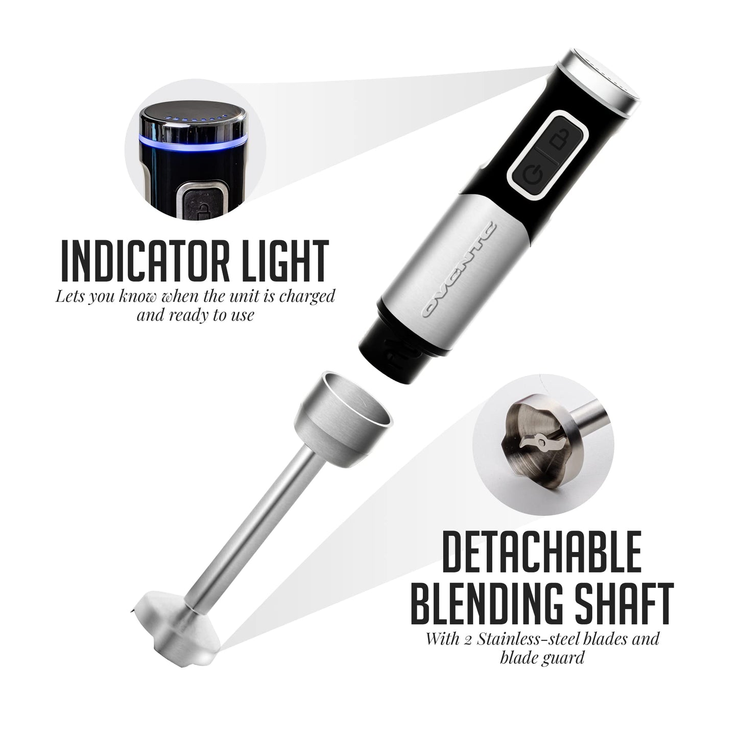 OVENTE Immersion Hand Blender, 300W Electric Handheld Portable Stick Mixer with 2 Mixing Speed and Stainless Steel Blades for Effortless Blending Smoothies, Shakes, Puree or Baby Food, Red HS560R