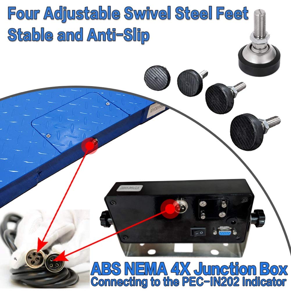 Industrial Floor Scale, 60" x 60", 10000LB/1LB, PEC Focus on Industry for 60 Years