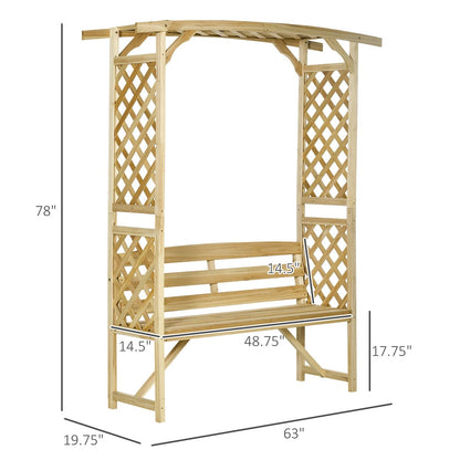 Wooden Outdoor Bench for Grape Vines & Climbing Plants, Backyard Decor,Patio Garden Arbor with Bench,Side Trellises for Climbing Plants, Patio Garden Bench Arbor Arch with Pergola and Trellises