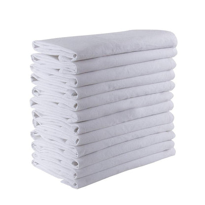 DG Collections 100% Cotton Flour Sack Towels – 12 Pack, 27x27 Inches, White, Lint-Free, Pre-Washed, Hemmed Edges – Reusable Kitchen Towels for Cleaning, Embroidery, Printing & Crafts - White