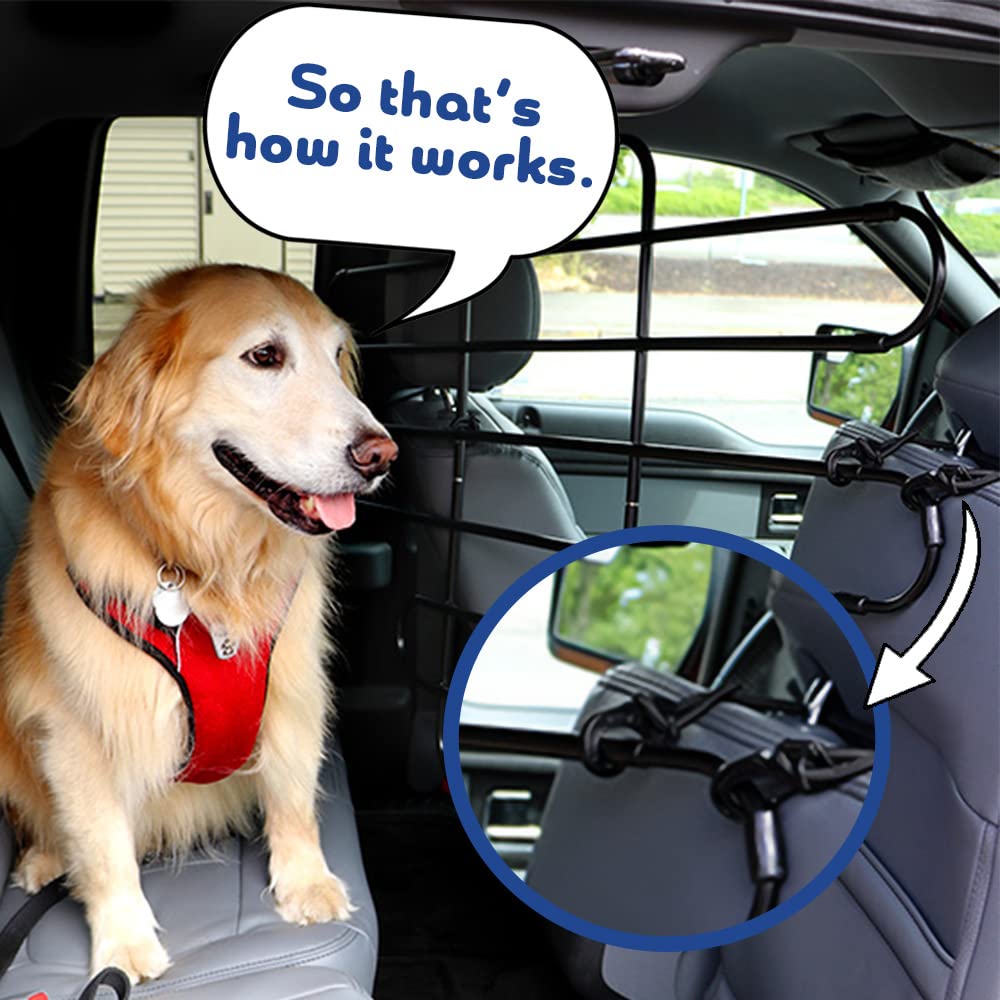 The ZooKeeper Original Car, SUV, Truck Dog Barrier: Adjustable Universal for All Vehicles - Moves with Your Vehicle Seats. Tilt. Slide. Recline. Easy Install - Strong Metal Tubing Gate Pet Divider