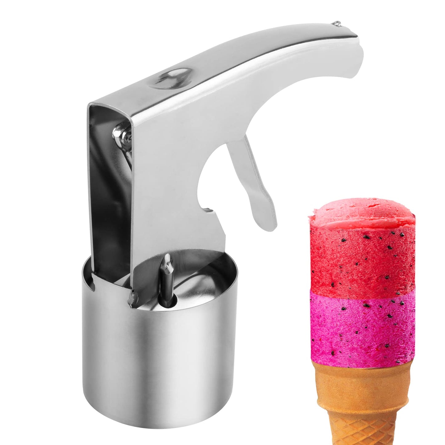 Stainless Steel Ice Cream Scooper with Trigger Release - Big Volume, Old Fashion Style, Nostalgic Scoop for Mashed Potatoes - Non Stick