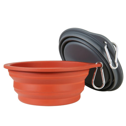 SLSON 2Pack Collapsible Dog Bowl,Integrated Molding Travel Bowl No Plastic Rim Pet Feeding Bowls for Walking Traveling Outdoors,600ML (Navy Blue+Dark Green)