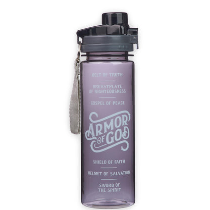 Christian Art Gifts Reusable Plastic Sports Water Bottle with Locking Flip-Top Lid & Carry Strap Black 28 oz Wide Mouth BPA-Free Bottle for Men & Women