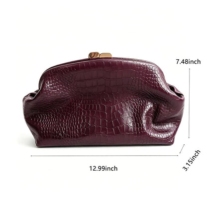 CUXVA Women's large Evening Bag Dumpling Clutch Purse Chain Strap Handbags Elegant Faux PU Leather Clutch Bag