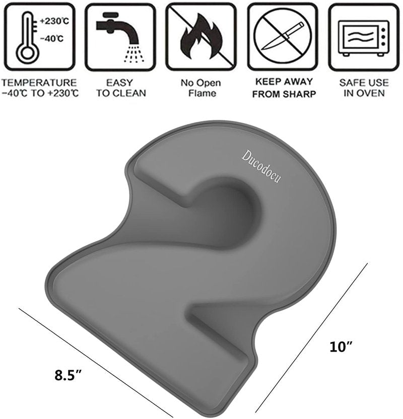 Ducodocu Silicone Cake Pans 3D Large Number Cake Mould Novelty Cake Tins DIY Baking Mold for Birthday Wedding Anniversary 10 inch Number of 2