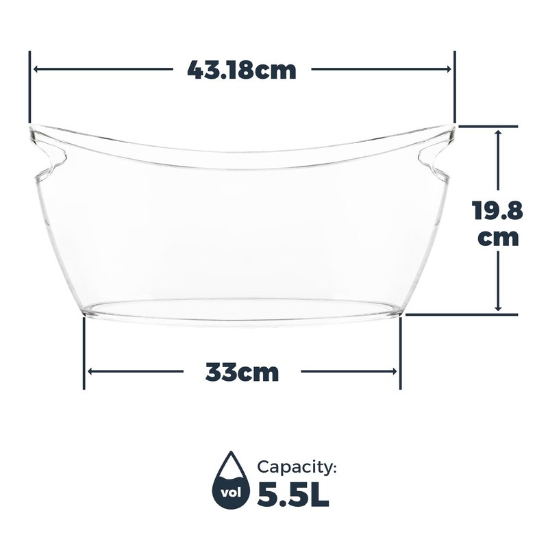 Clear Ice Buckets for Parties 3 Pack, 5.5L Clear Beverage Tub w/Handles & Scoops, Drink Buckets for Parties, Acrylic Beverage Tub, Mimosa Bar Supplies for Sparkling Wine Champagne Beer Drinks