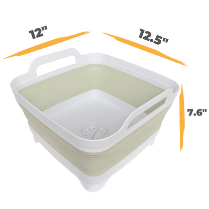 Collapsible Wash Basin for Baby Bottles - 2.4 Gallons Portable Wash Bin for RV Camping Sink, Space-Saving Dish Tub (Gray)
