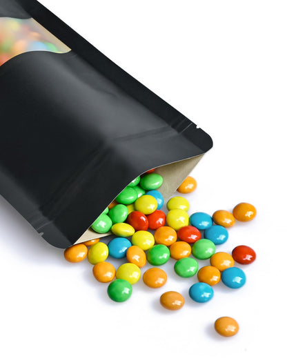FireKylin 100 Pcs Paper Bags Resealable bags 3.5" x 5.5" Zipper Food Storage Bags, Stand Up, with Matte Window, Reusable, Sealable, for Packaging Products