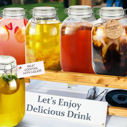 Folinstall Gallon Glass Jar with Airtight Lid - Large Mason Jar for Pickled Eggs, Kombucha, Limoncello, Sun Tea (Extra Gasket)