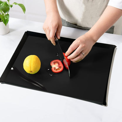 WK Plastic Flexible Cutting Boards for Kitchen Set of 4, Colored Cutting Board Mats with Food Icons, Non-Slip Cutting Mats, BPA Free, Dishwasher Safe