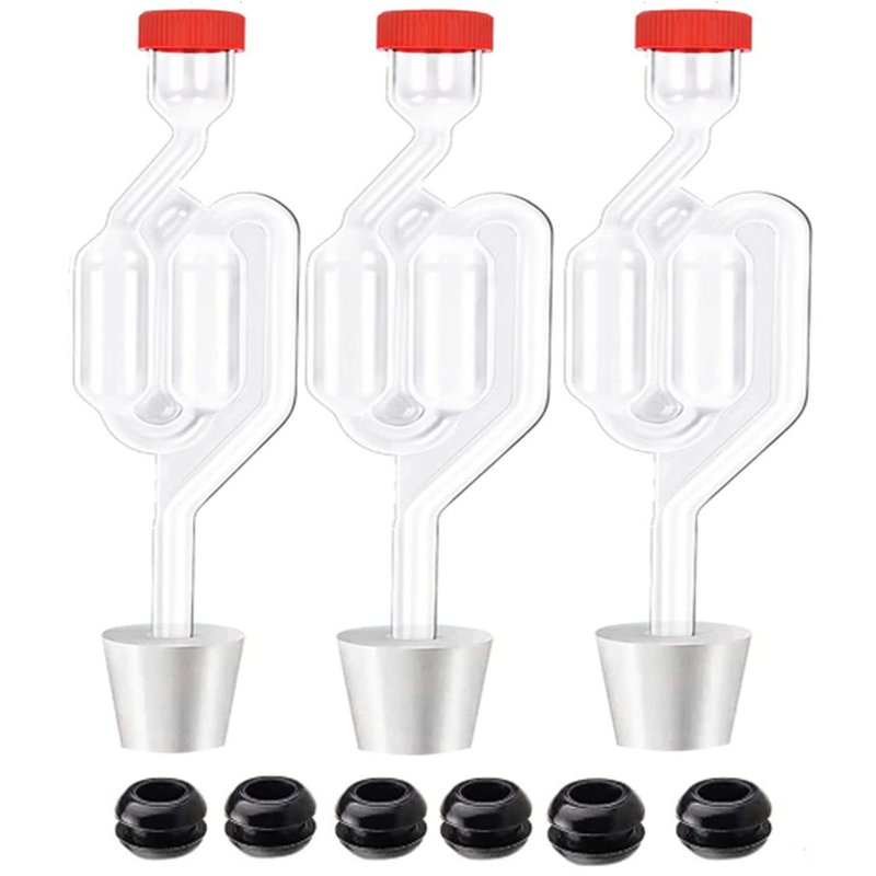 3ct. Twin Bubble Airlocks Set, Airlocks for Fermenting,Air Lock Ferment for Brewing Beer Wine Homebrew for Fermenting Carboy Mason Jar with #6 Stoppers and Grommets