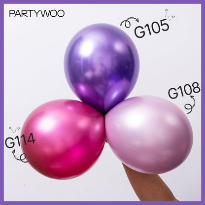 PartyWoo Pink and Purple Balloon Garland, 100 pcs Balloons Different Sizes Pack of 18 Inch 12 Inch 10 Inch 5 Inch Pink Purple Red Silver Metallic Balloons for Birthday Decorations, Party Decorations