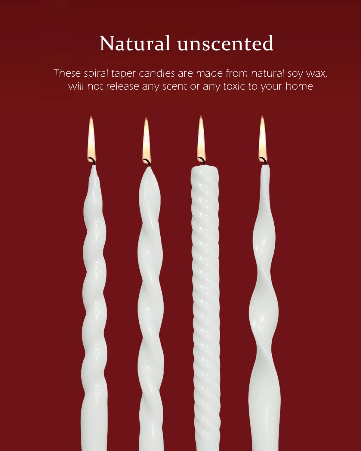 Olive Green Taper Candles Spiral Candlesticks Unscented Smokeless Tall Candles for Wedding Holiday Dinner Party Home Decorative candles-10inch,4pcs