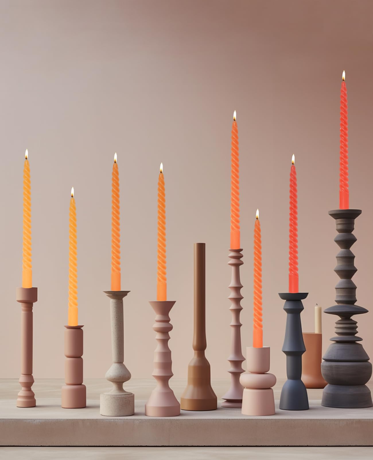 LPUSA Navy Spiral Taper Candle Sticks Tall Taper Unscented Candle for Holiday,Wedding and Home Decoration,10inch,12 Pack(E-Navy)