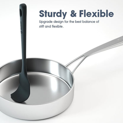ChefAide 5 Pieces Silicone Spatula Set, Food Grade Rubber Spatula, Upgrade Strong Handle with Ergonomic Grip, Heat Resistant Up to 600°F for Nonstick Cookware, Cooking