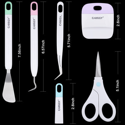 CAREGY Craft Vinyl Weeding Tools Set, Precision Craft Tools Kit, Weeding Kits for Cricut/Silhouette/Siser/Oracal 631/651/751 Vinyl