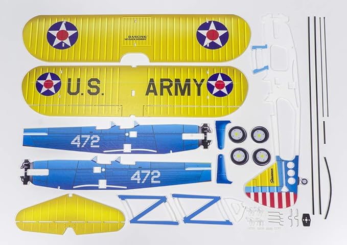 4CH Micro 450mm RC Foamy Indoor Outdoor Biplane Stearman PT-17 Kaydet (E2505-156E)