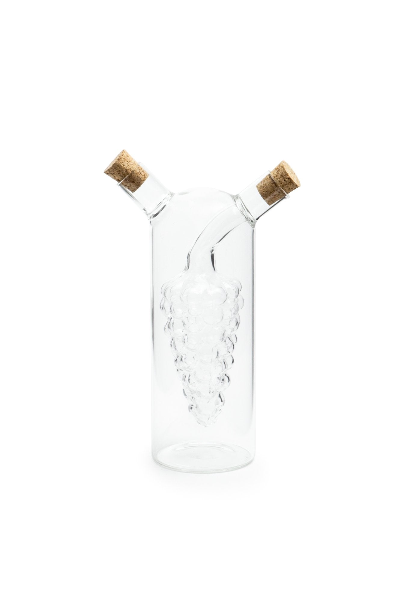 Fox Run 7050 Run Grape Motif Oil and Vinegar Cruet Dispenser Bottle, Clear Borosilicate Glass