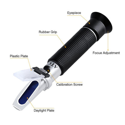Optics Alcohol Refractometer Automatic Temperature Compensation Alcohol Meter 0~80% v/v Spirit Alcohol Content Measurement Tool Tester for Alcohol Liquor Production, Ethanol with Water Winemakers