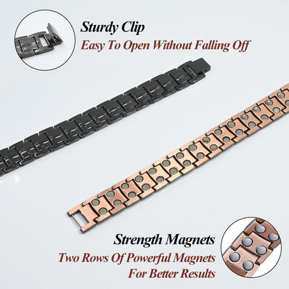 Vicmag Copper Bracelet for Men 99.9% Solid Pure Copper Gift with Adjustment Tool Bracelet & Ring Set Bracelet Set