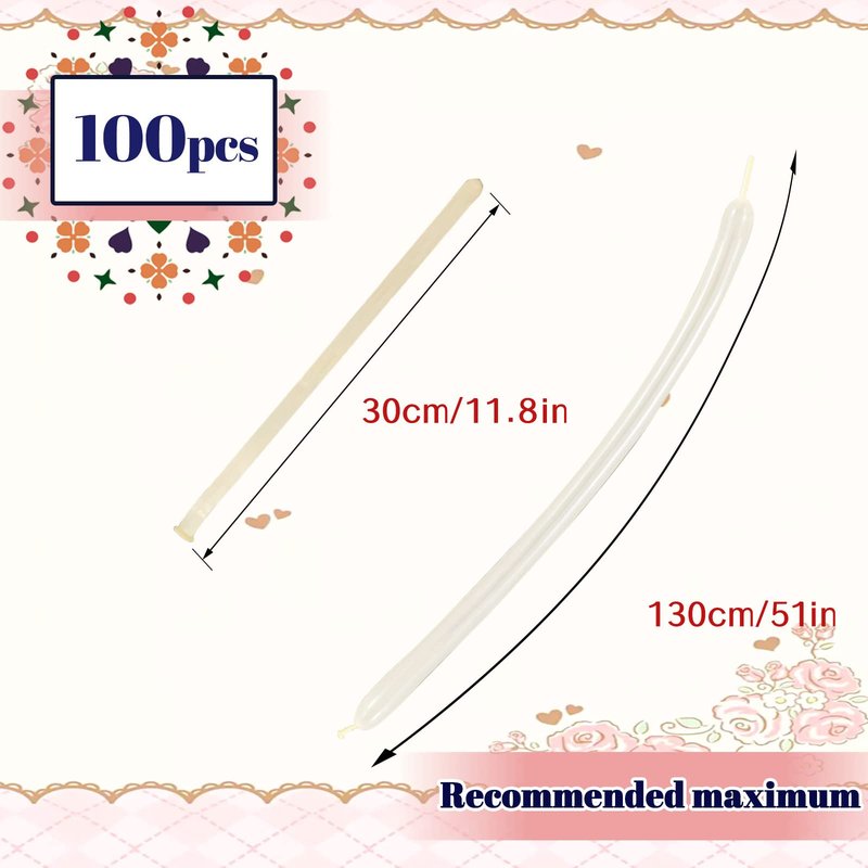 260 Balloons Clear Long Balloons 100 Pack Twisting Animal Balloon Thickening Latex Transparent Modeling Long Magic Balloons for Animal Model Weddings Birthdays Festival Party Decorations