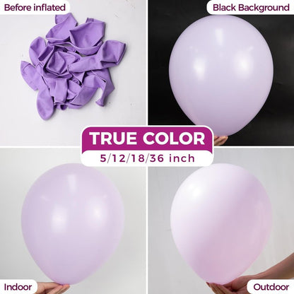 Bezente Pastel Purple Latex Party Balloons - 8 Pack 36 inch Large Thick Lavender Light Purple Lilac Balloons for Bridal Shower Gender Reveal Wedding Graduate Party Decorations