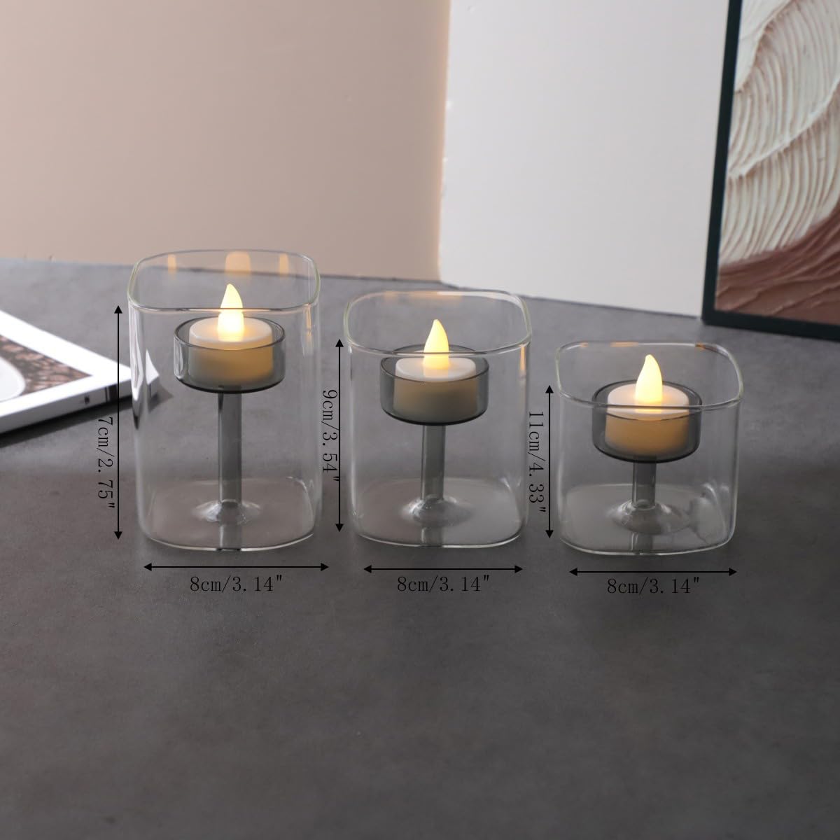 Maimeili Glass Candle Holder Hurricane Crystal Decorative Candle Fits Standard Tealight for Table Wedding Dinning Centerpieces Party Supplies Home Decor