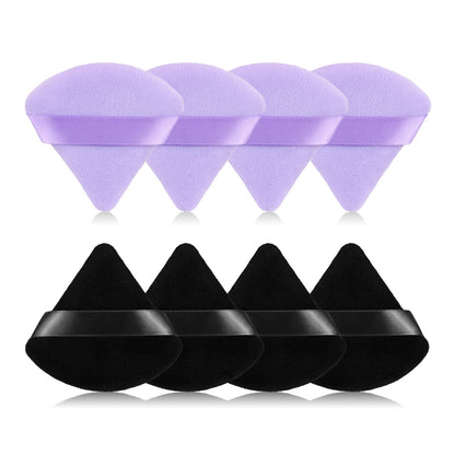 8Pcs of Triangular Powder Puff Makeup Sponges, Made of Super-soft Velvet, Designed for Contouring, Eye, and Corner, Beauty Blender Foundation Mixing Container.(Black)