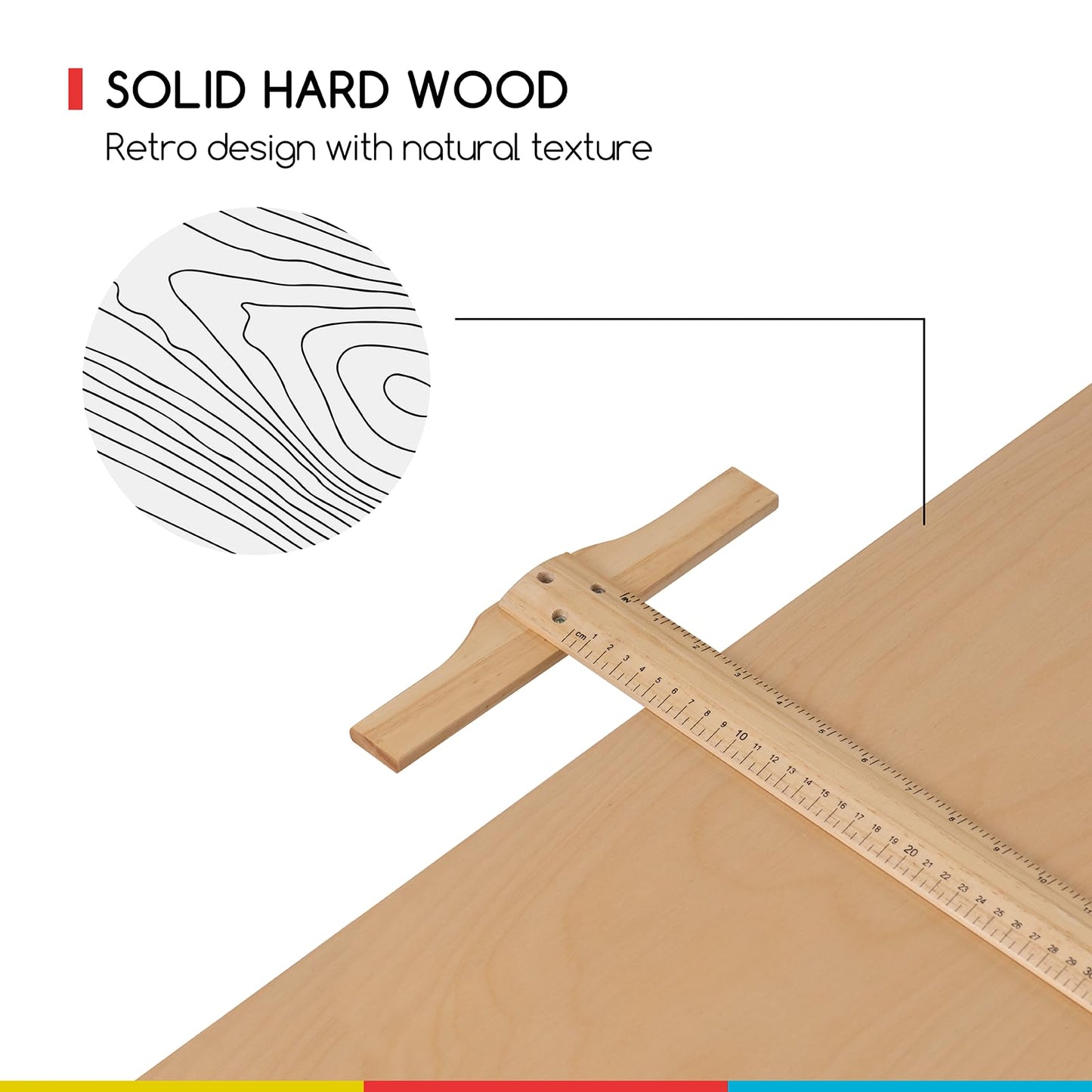 MEEDEN Wood Adjustable Drafting Table: 35.5" x 23.5" Art Drawing Desk with Various Height and Tiltable - Rustic Artist Desk with Pencil Ledge and Ruler for Writing Reading Graphic Design