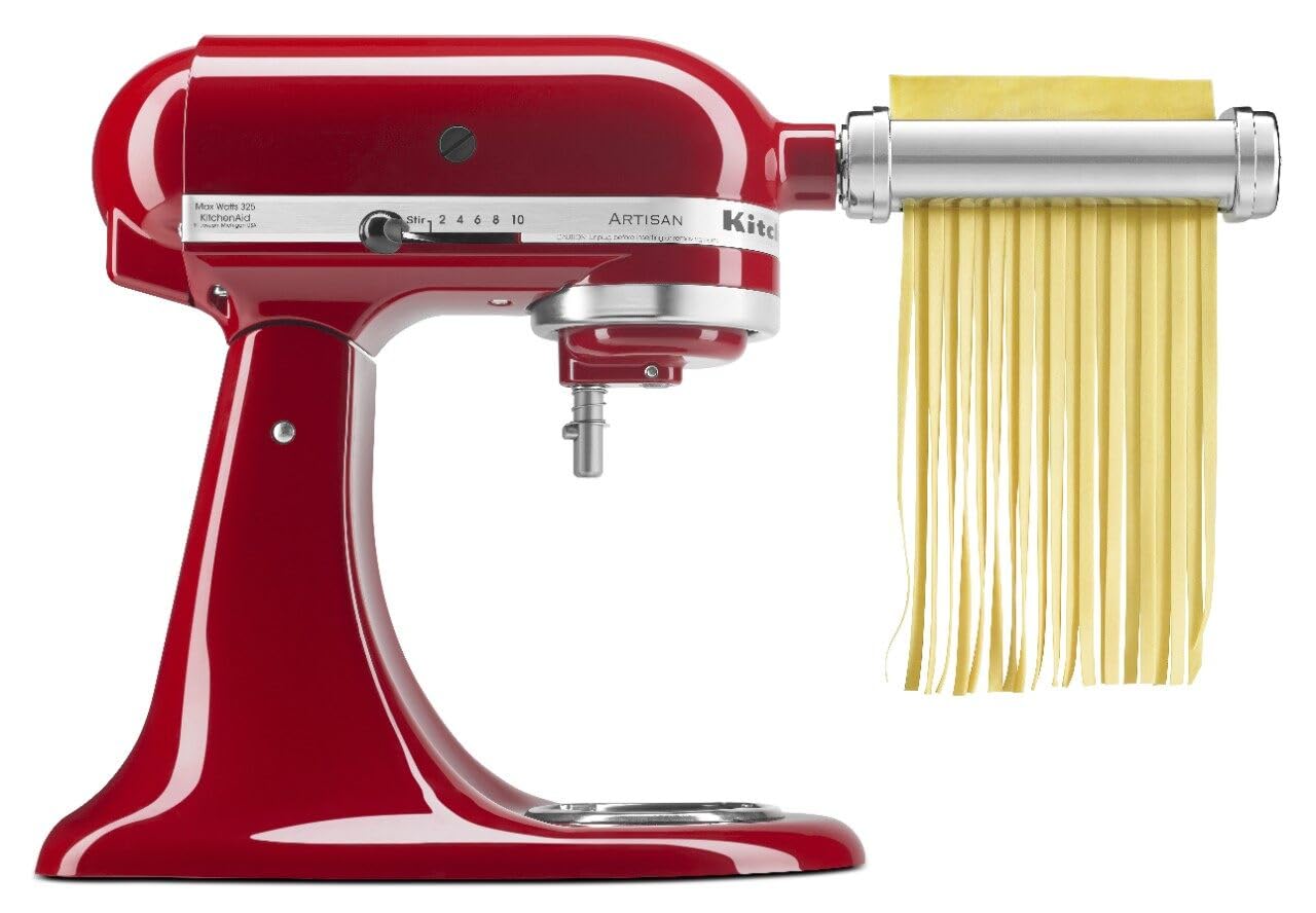KitchenAid KSMPRA Stand Mixer Attachment Pasta Roller & Cutter, 3-Piece Set, Stainless Steel & 7-Speed Hand Mixer - KHM7210 - Contour Silver