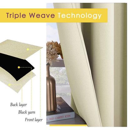 NICETOWN Room Darkening Draperies Window Curtain Panels, Thermal Insulated Grommet Room Darkening Curtains for Bedroom (Beige, 2 Panels, W70 x L108 -inch)
