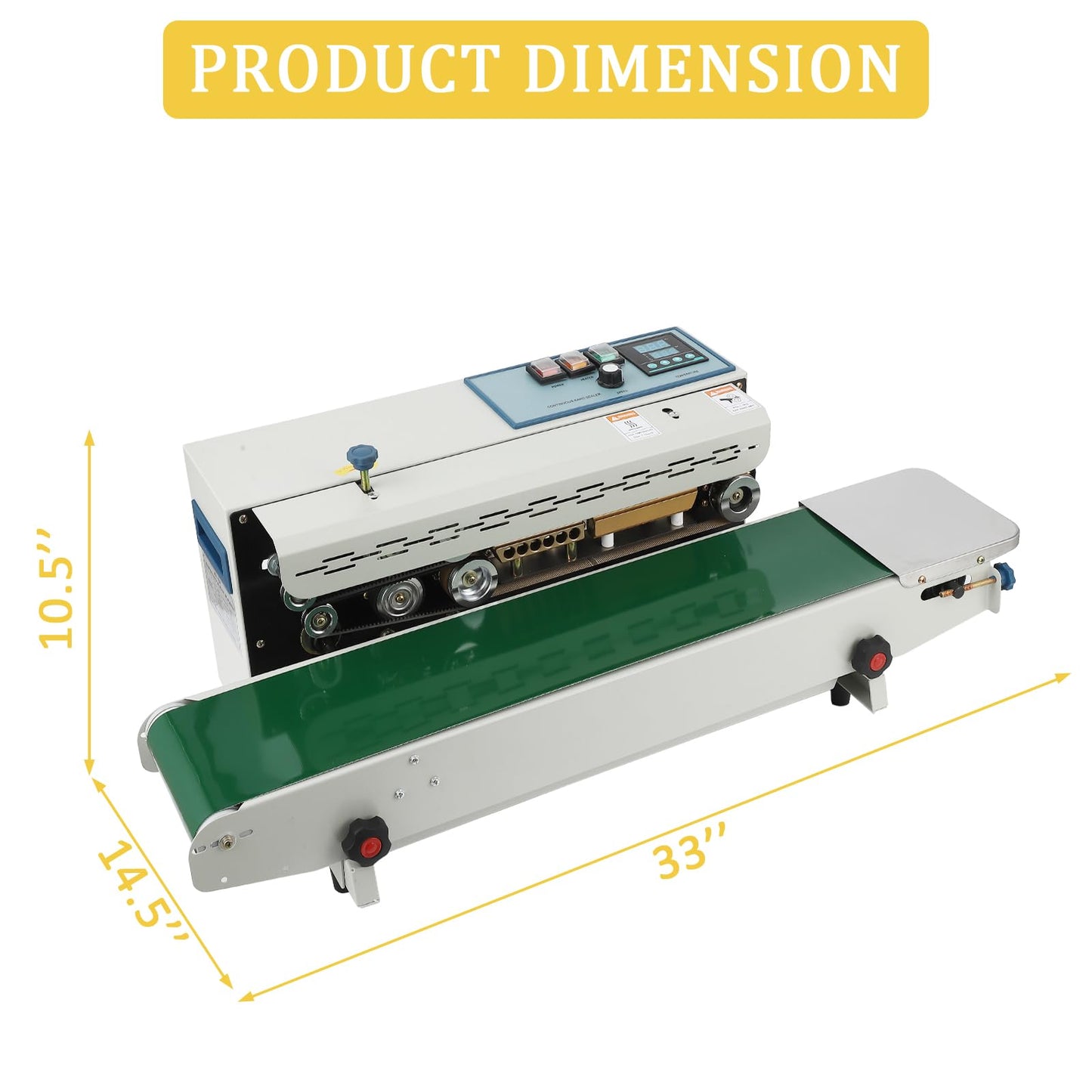 MilleLoom Continuous Band Sealer Machine - FR-900K Horizontal Automatic 110V with Digital Temperature Control for 0.02-0.08 mm Commercial PP/Aluminum Foil/PVC Plastic Bags