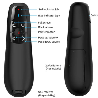 Zoxkoy Wireless PowerPoint Remote Presentation Clicker: Presenter Pointer for Classroom Teacher - USB Slide Advancer Compatible MacBook Computer