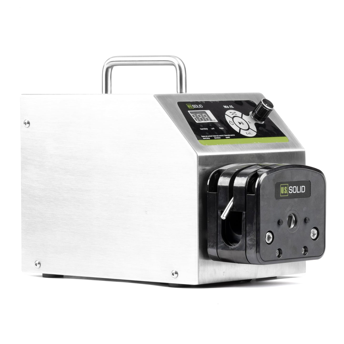 U.S. Solid Industrial Peristaltic Pump, 1-Channel 0.211-3600 mL/min, 0.1-600 RPM, RS232 Control, Servo Motor Dosing Pump with SS Housing, Includes 15# 24# 35# 36# Silicone Tubing & Connectors