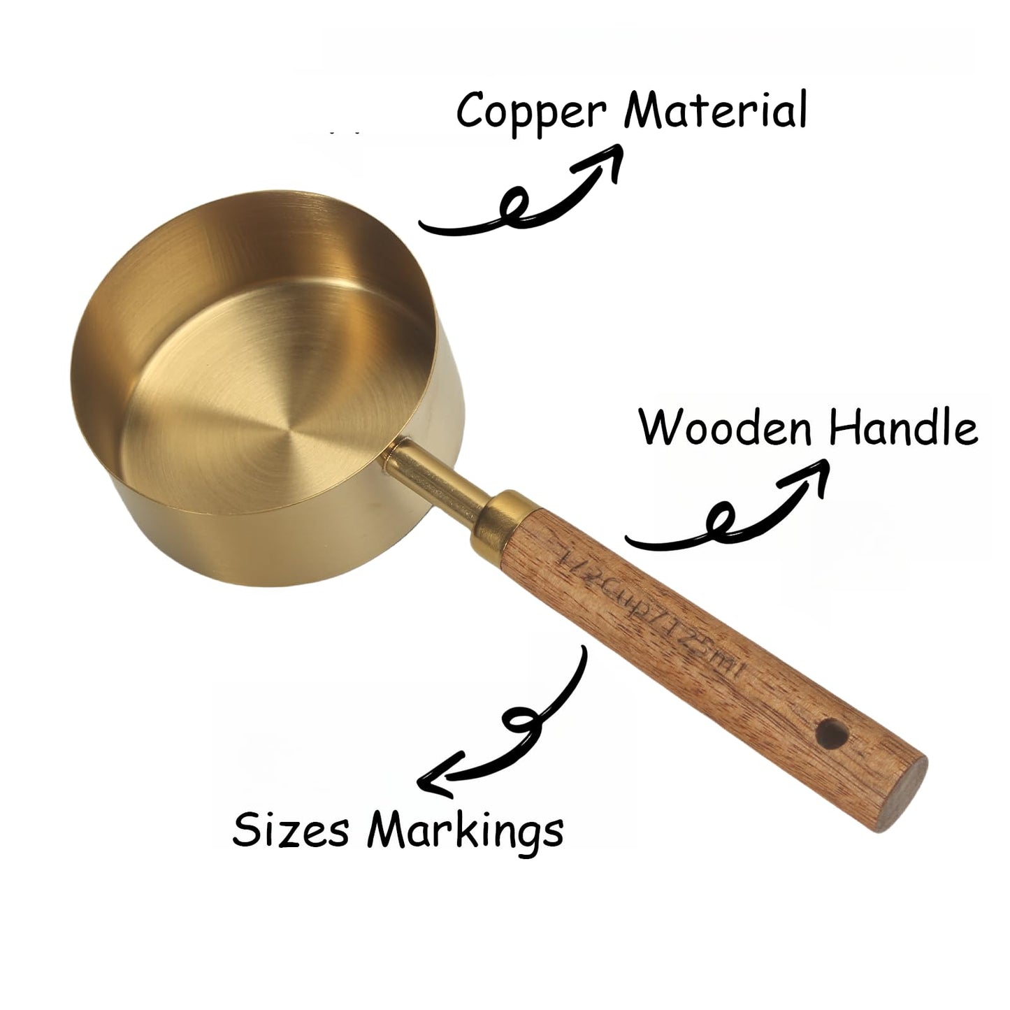FISDEN Copper Measuring Cups and Spoon Set of 8, Stackable Kitchen Measure Tool with Handle, Metric Cups and Spoons Measuring Set for Cooking Baking