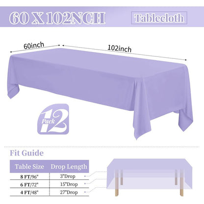 Fani 12 Pack 90 Inch Beige Polyester Round Tablecloths, Modern Style, Stain Resistant, Machine Washable, Perfect for Wedding, Banquet, Birthday Party, Camping, Everyday Use