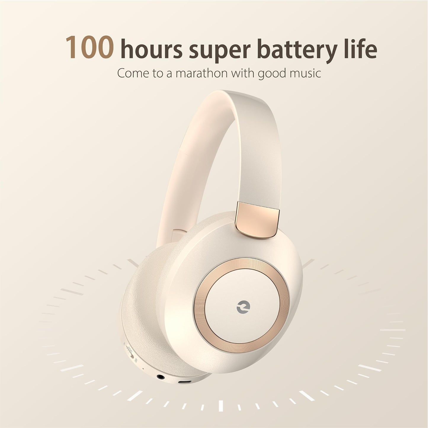 EAORUL Active Noise Cancelling Headphones, 100H Playtime Headphones Wireless Bluetooth, Bluetooth Headphone with Microphone, Over- Ear Wireless Headphone with Deep Bass for Travel