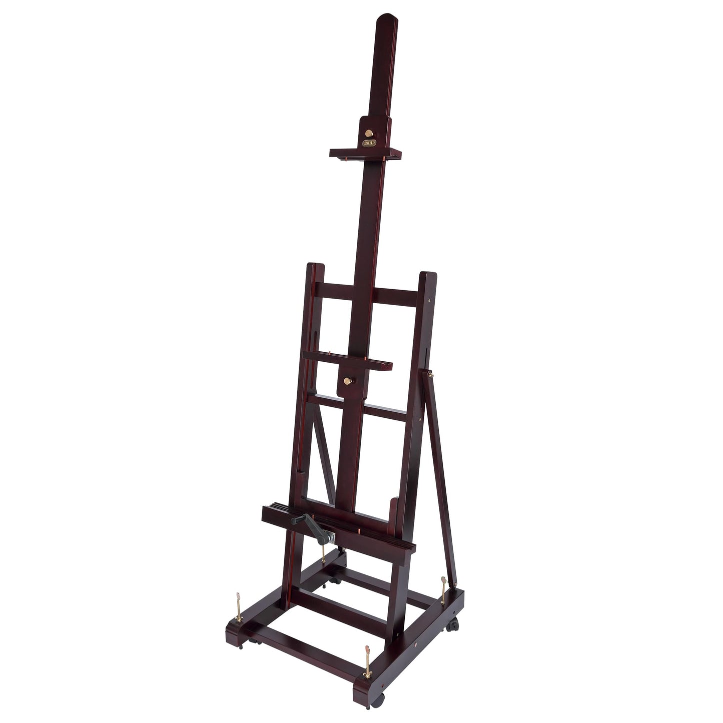 SoHo Urban Artist Pro Table Easel - Wooden Easel with Mahogany Finish, Adjustable Height to 100", Holds Canvases Up to 64", Tabletop Easels for Painting with Crank System and Casters